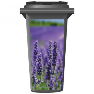 Purple Lavender Flowers Blooming Wheelie Bin Sticker Panel